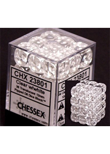 Chessex Translucent 36x12mm Dice Clear with White